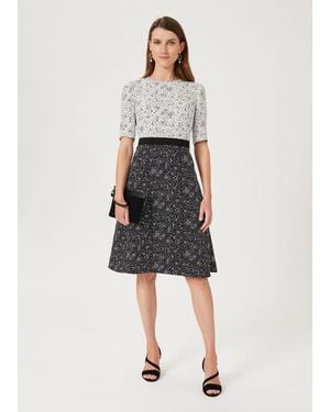 Hobbs Caroline Crepe Spot Dress - White