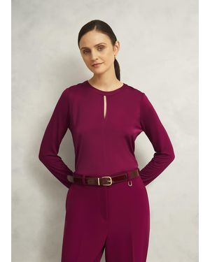 Hobbs Burgundy Savannah Key Hole Long Sleeve Top - Purple