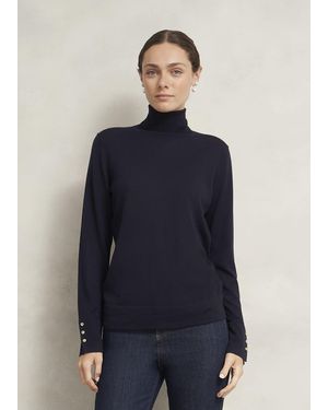 Hobbs Lara Merino Rollneck Jumper - Blue