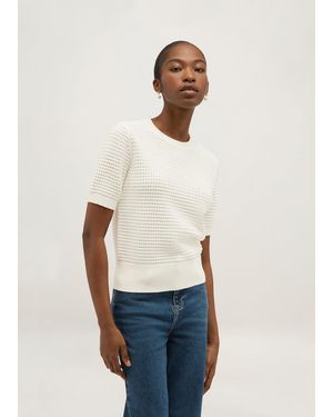Hobbs Leah Cotton Pointelle Knitted Top - White