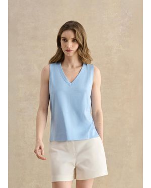 Hobbs Lilla Cotton Slub Vest Top - Blue