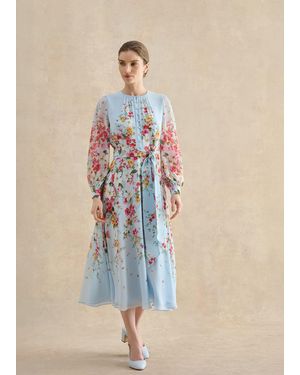 Hobbs Petite Liberty Silk Floral Dress - Blue