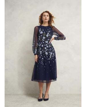 Hobbs Lois Embroidered Dress - Blue