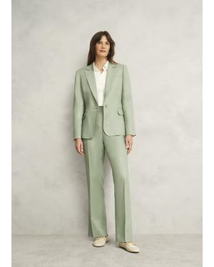 Hobbs Marietta Linen Straight Trousers - Green