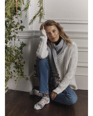 Hobbs Deanna Fairisle Scarf With Wool - Grey