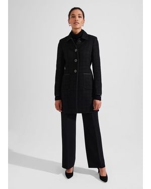Hobbs Elaine Tweed Coat With Wool - Black