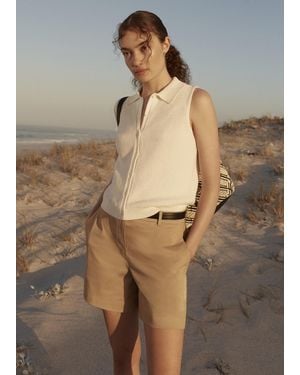 Hobbs Seaton Cotton Collared Crochet Tank - Natural
