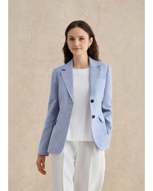 Hobbs Janaya Linen Jacket - Blue