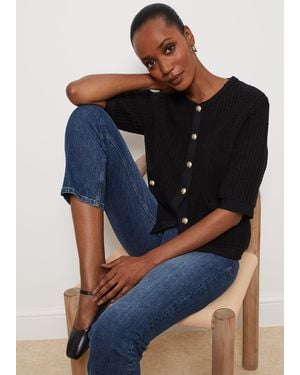 Hobbs Ainsley Cotton Blend Knit Jacket - Blue