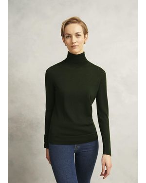 Hobbs Lara Merino Rollneck Jumper - Green