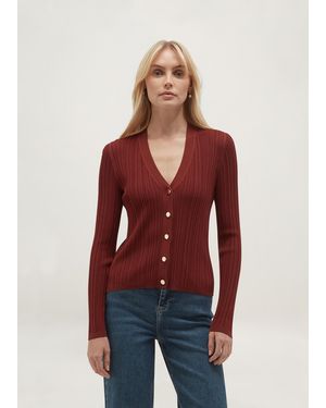 Hobbs Etta Ribbed Cardigan - Red