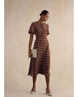 Hobbs Dorothy Spot Midi Dress - Natural