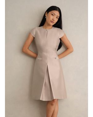 Hobbs Avery Wool Silk Dress - Natural