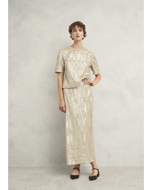 Hobbs Marlowe Sequin Skirt - Natural