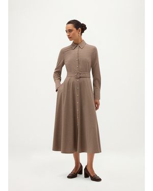 Hobbs Maura Check Belted Dress - Natural