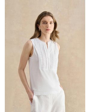 Hobbs Millie Cotton Sleeveless Broderie Tank - Natural