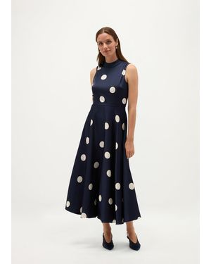 Hobbs Mia Satin Spot Dress - Blue