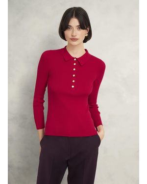 Hobbs Fara Knitted Shirt - Red