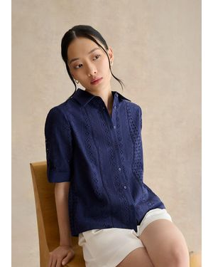 Hobbs Cristie Broderie Shirt - Blue