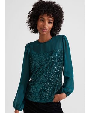 Hobbs Zariah Sequin Top - Green