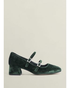 Hobbs Rosaleen Velvet Heeled Mary Janes - Green