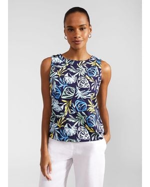 Hobbs Maddy Cotton Printed Top - Blue