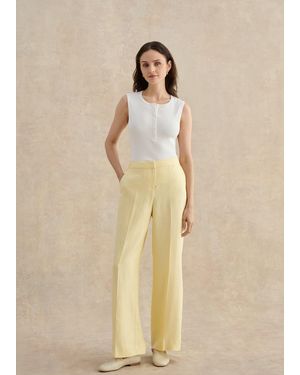 Hobbs Petite Adalee Linen Wide Leg Trousers - Natural