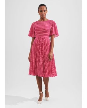 Hobbs Eleanor Spot Fit And Flare Dress - Red
