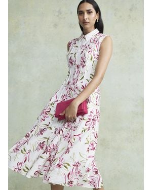 Hobbs Della Button Through Shirt Dress - Pink