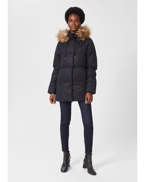 Hobbs Lexie Puffer Jacket With Hood - Blue