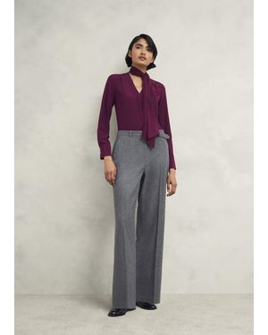 Hobbs Elsie Wool Blend Wide Trousers - Grey