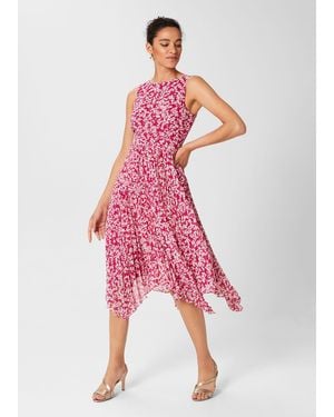 Hobbs Talisa Pleated Midi Dress - Pink