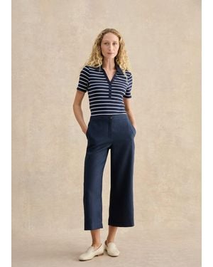 Hobbs Petite Lillie Linen Wide Leg Trousers - Blue