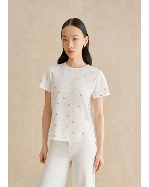 Hobbs Adaline Cotton Slub Printed T-Shirt - Natural