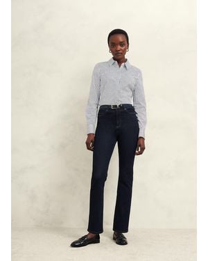 Hobbs Tailored Cotton-Blend Striped Shirt - Blue
