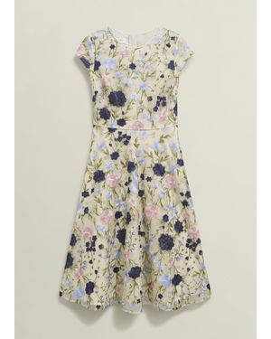 Hobbs Lois Embroidered Midi Dress in Blue | Lyst UK