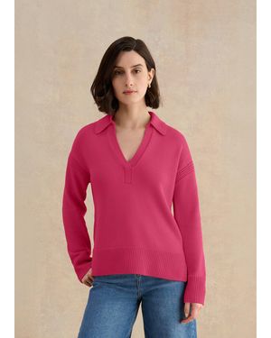 Hobbs Jamie Polo Cotton Jumper - Pink