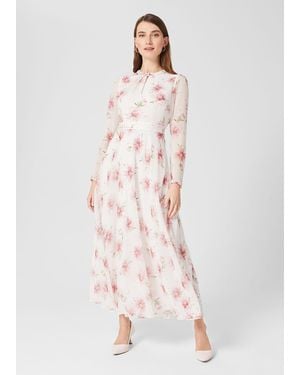 Hobbs Petite Rosabella Silk Floral Midi Dress - Pink