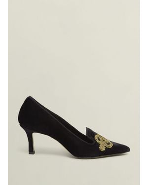 Hobbs Velvet Embellished Courts - Black
