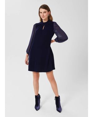 Hobbs Faye Velvet A Line Dress - Blue