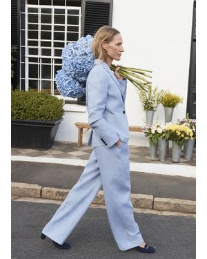 Hobbs Estella Linen Trousers - Grey