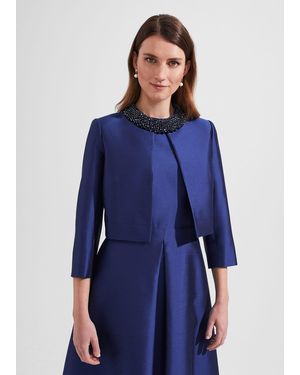 Hobbs Christie Silk Wool Jacket - Blue
