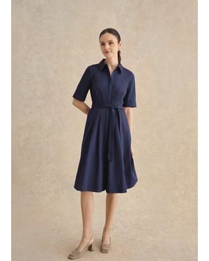 Hobbs Petite Brigitta Cotton Sateen Dress - Blue