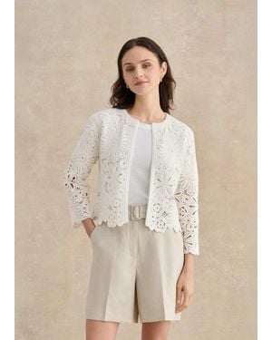 Hobbs Syon Cotton Crochet Knitted Jacket - Natural