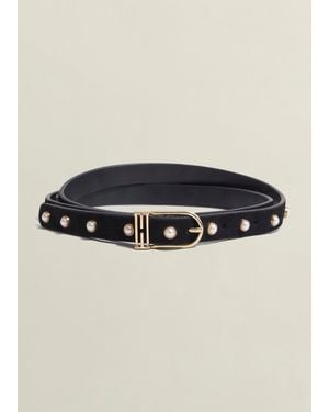 Hobbs Frederica Pearl Embelished Belt - Black