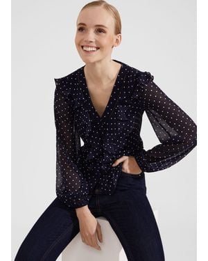 Hobbs Rosana Polka Dot Top - Blue