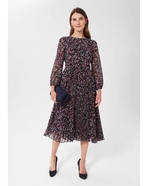 Hobbs Selena Pleated Dress - Blue