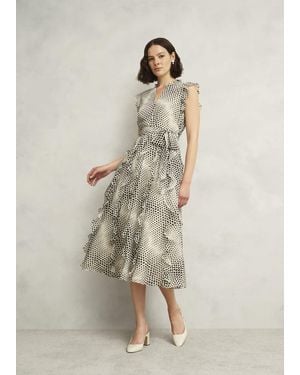 Hobbs Petite Nina Ruffle Midi Dress - Natural