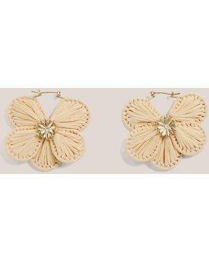 Hobbs Allie Raffia Flower Earrings - Natural