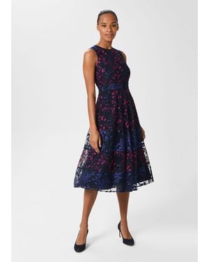 Hobbs Kasia Floral Embroidered Dress - Blue